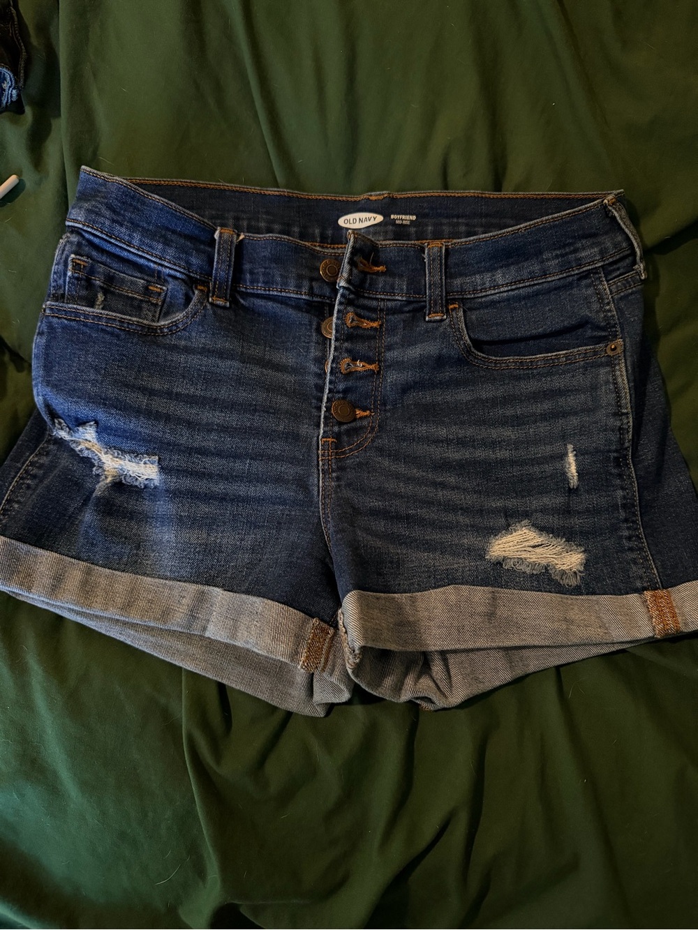 Old Navy Blue Button-Front Distressed Jean Shorts